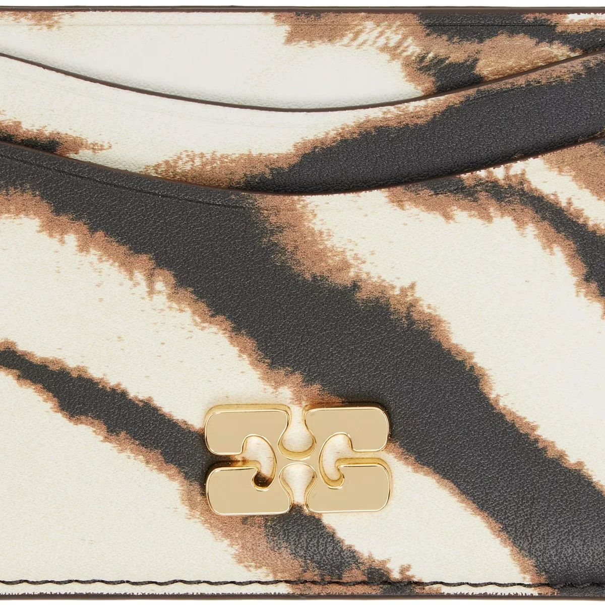 GANNI Off-White & Brown Bou Card Holder in Off-White