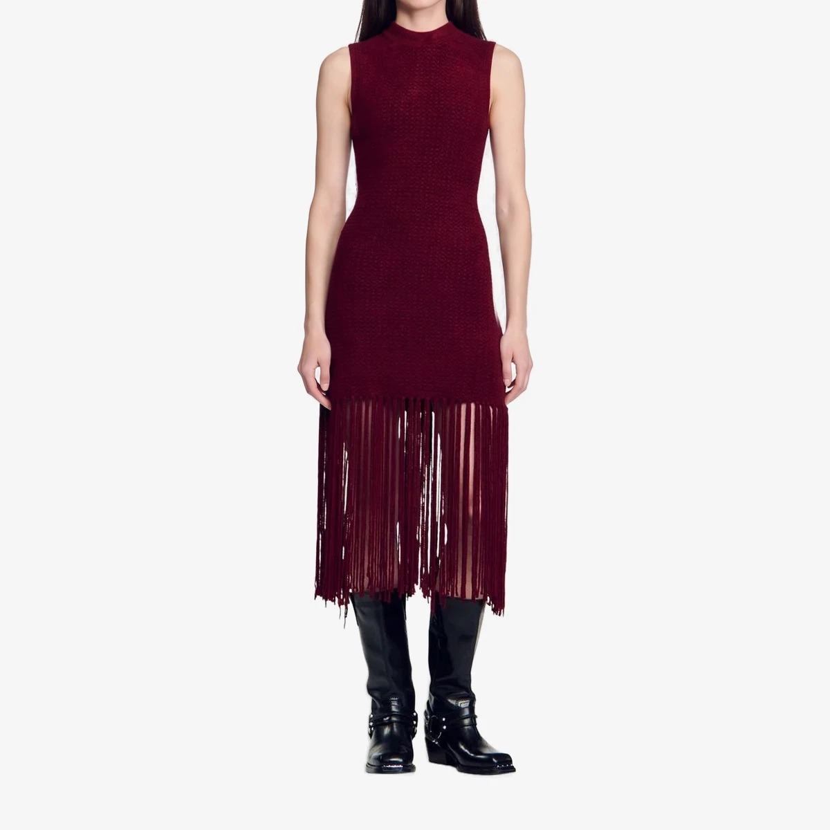 Sandro Knitted dress Carlita in Burgundy
