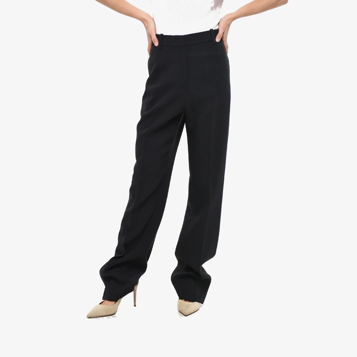 Golden Goose Wool-Blend Trousers MAEWA with Front Pleats in Blue