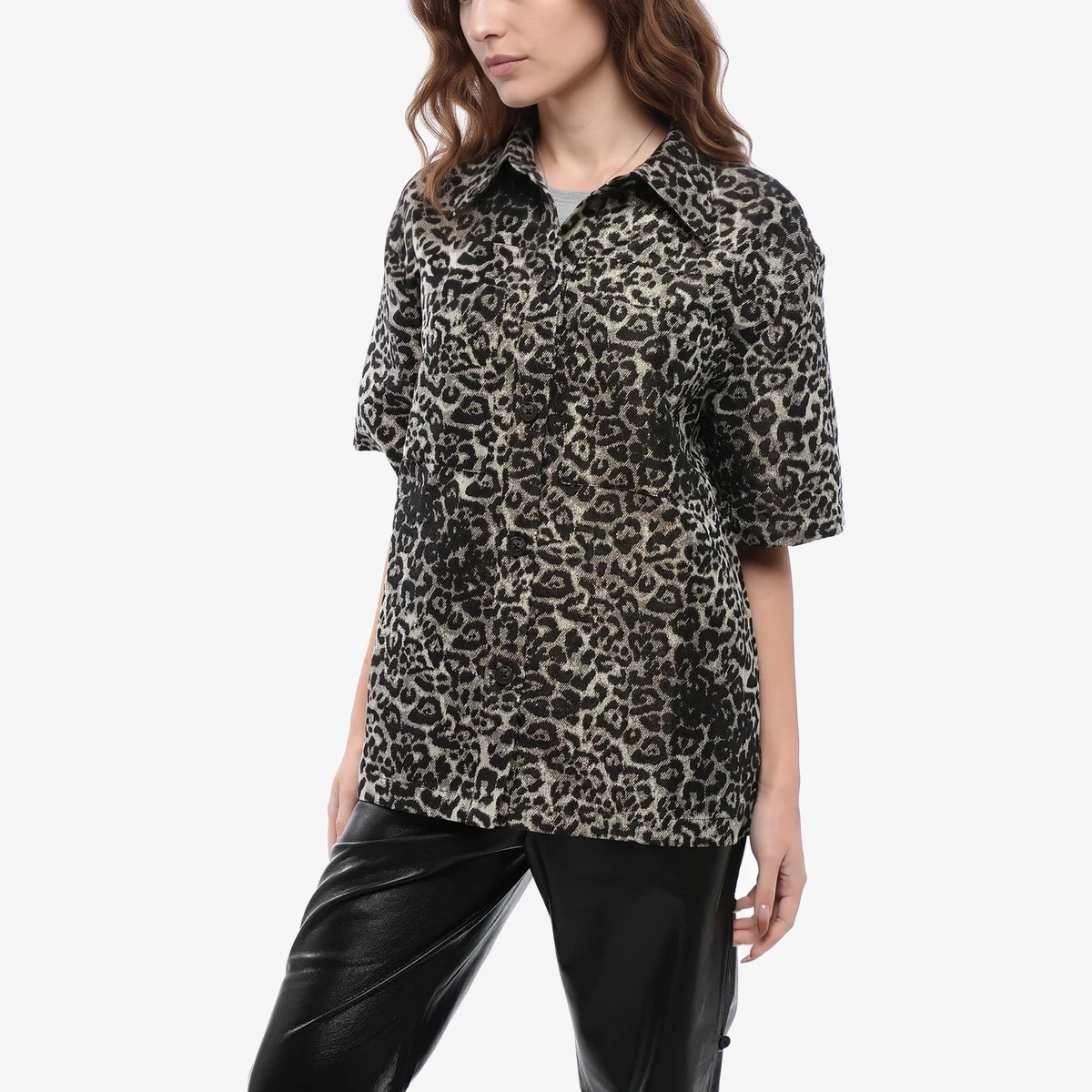 AllSaints Short-Sleeve Shirt JEMI LEPPO with Animalier Print in Multicolour
