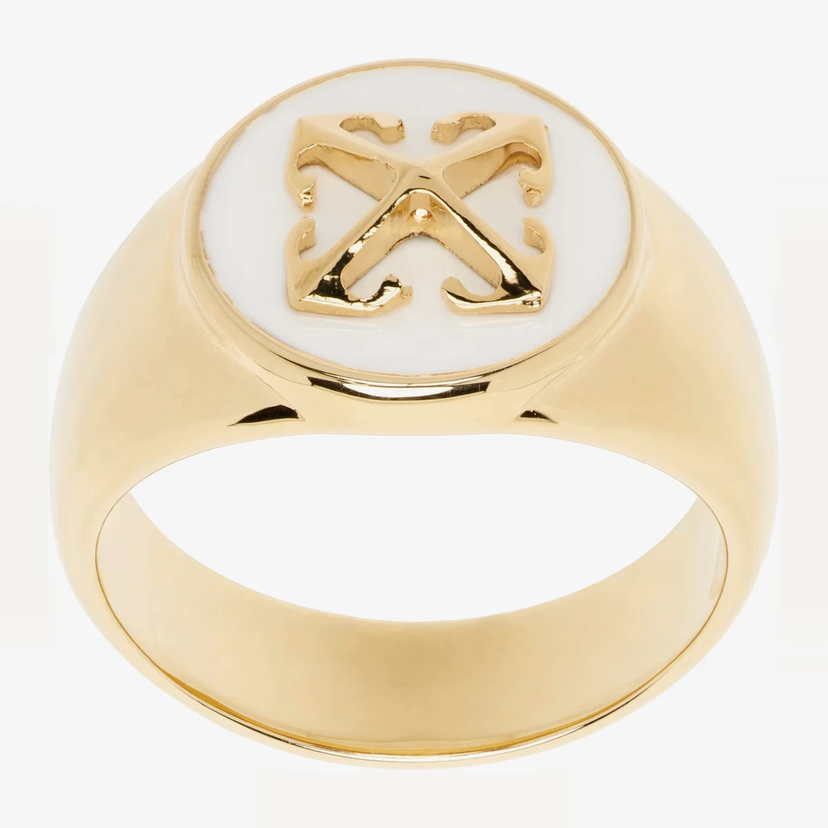 Off-White Round Arrow Ring in Gold