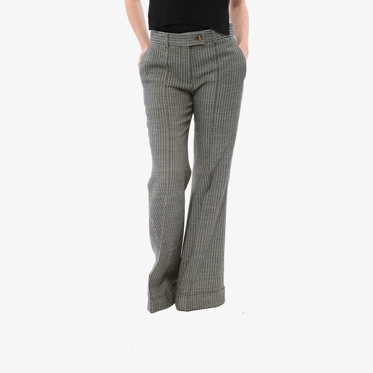 Acne Studios Wide-Leg Pants with Turn-Ups in Grey