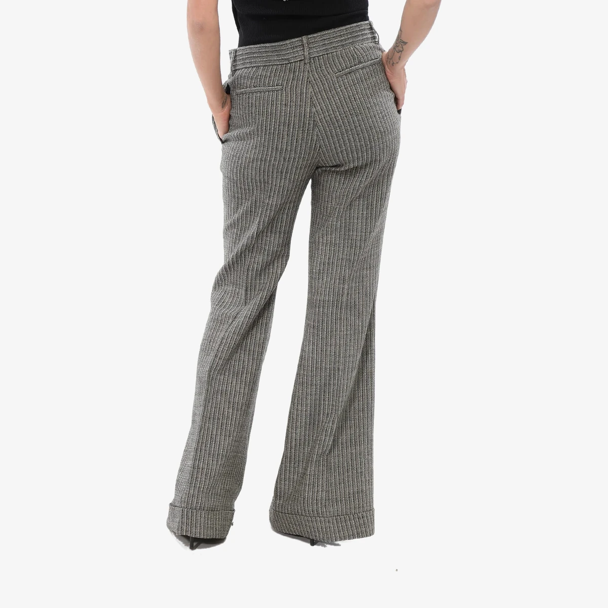Wide-Leg Pants with Turn-Ups вид 2