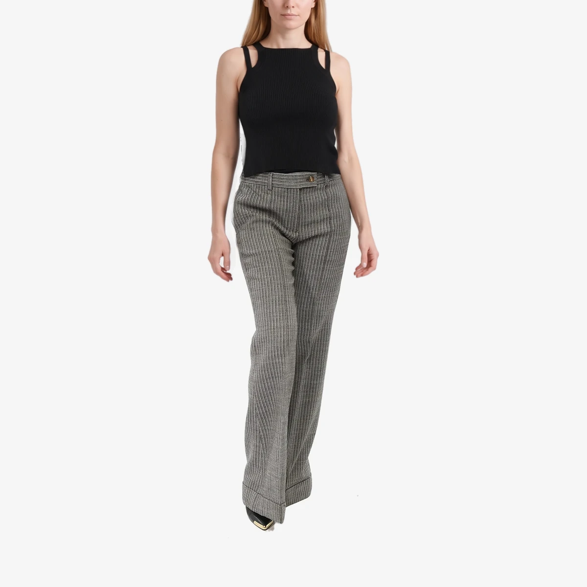 Wide-Leg Pants with Turn-Ups вид 3