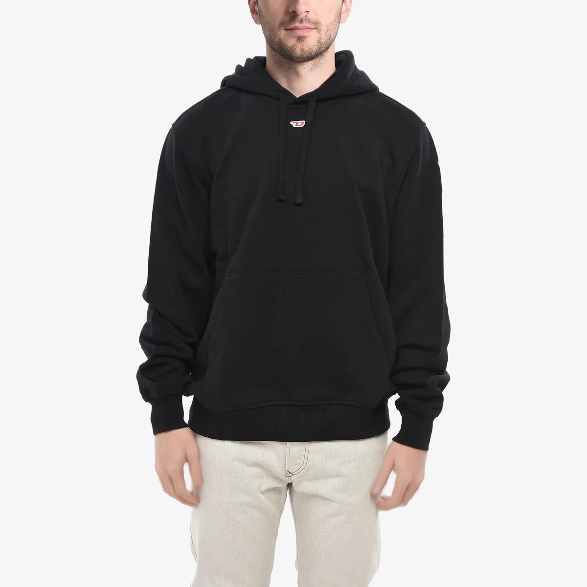 Diesel Cotton Fleece Hoodie S-GINN Solid-Color in Black