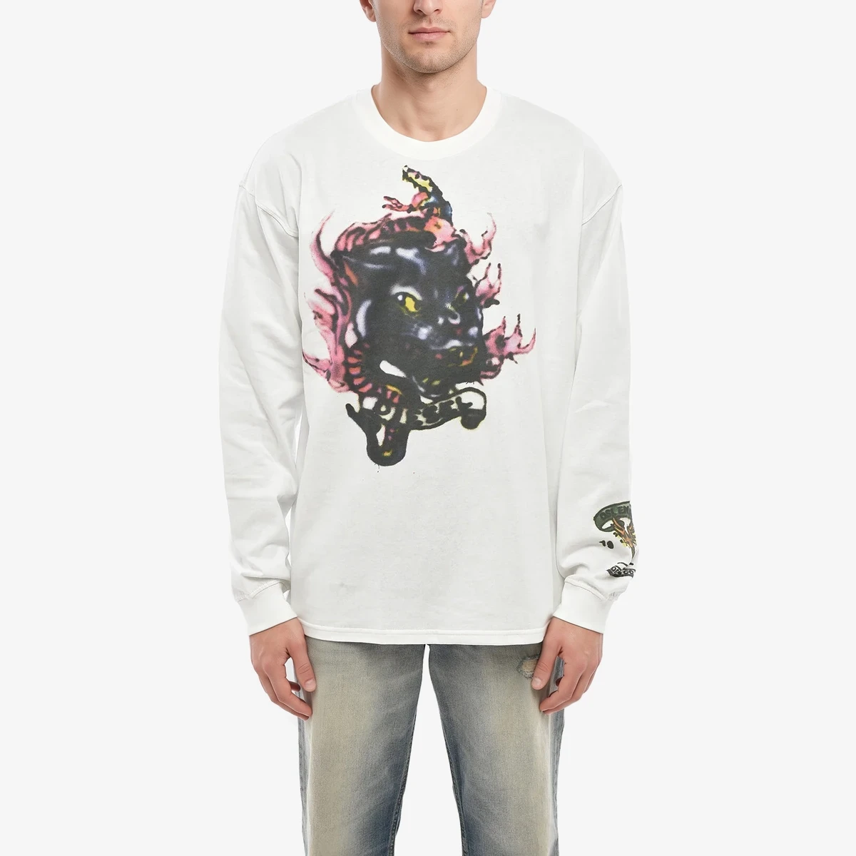 Diesel Cotton Crewneck T-shirt T-BOXT-LS-Q9 with Maxi Front Print in White