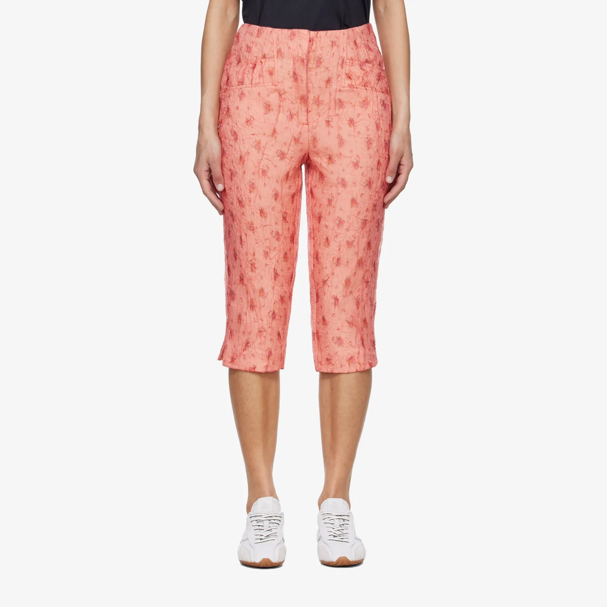 GANNI Pink Shibori Organza Capri Trousers in Pink