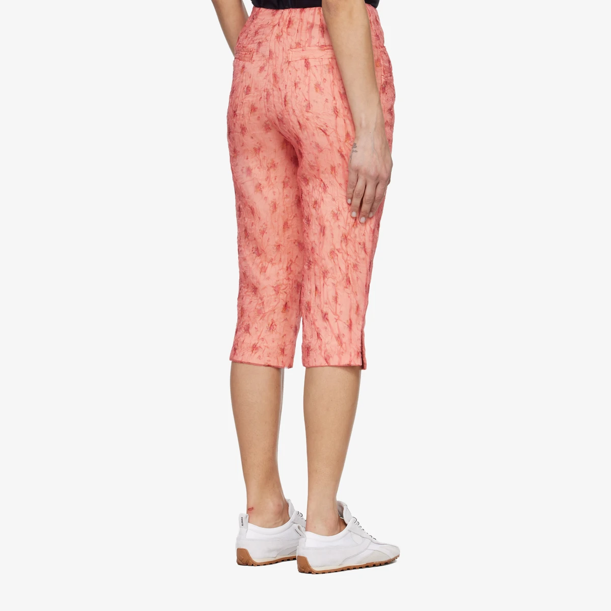 Pink Shibori Organza Capri Trousers view 3