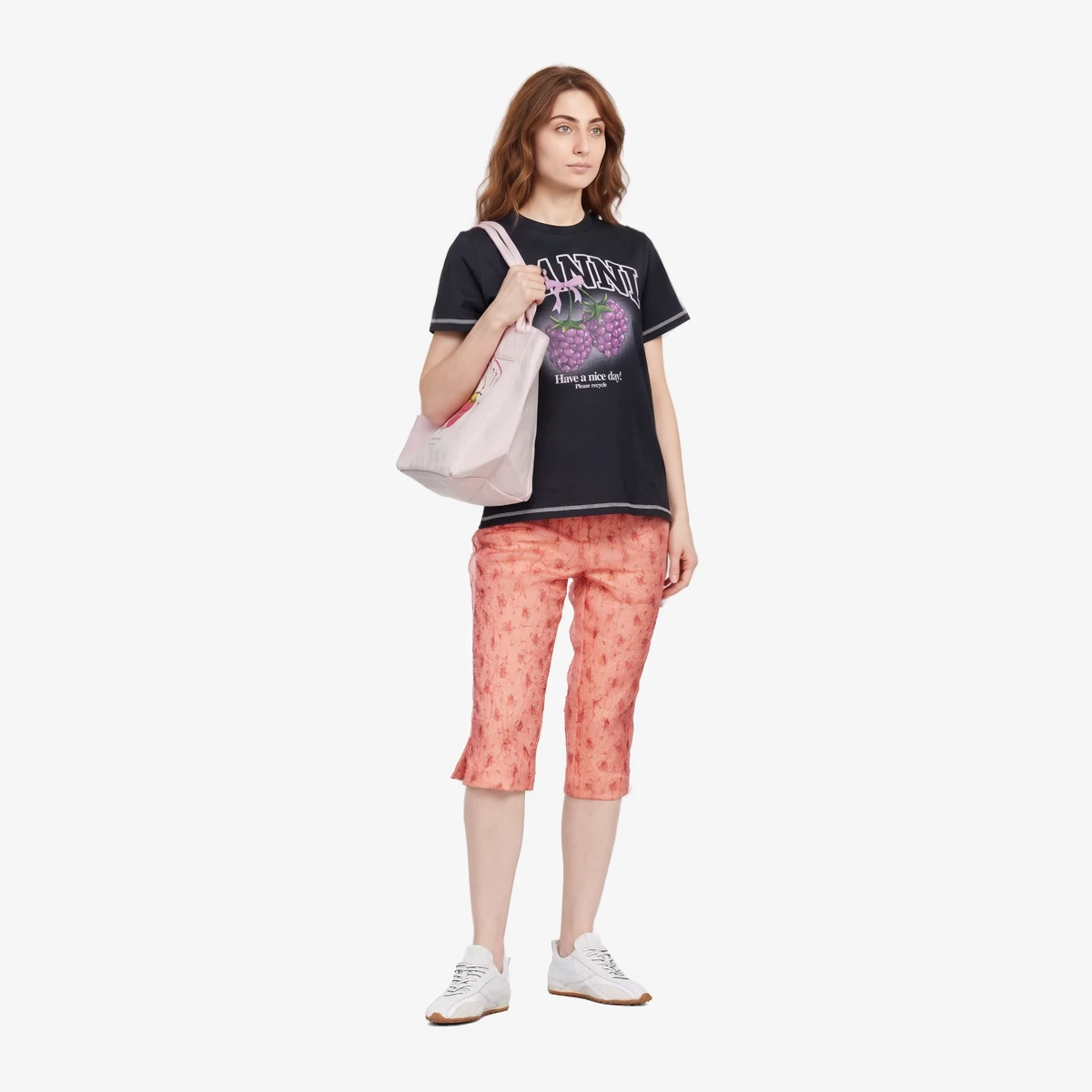 Pink Shibori Organza Capri Trousers view 4