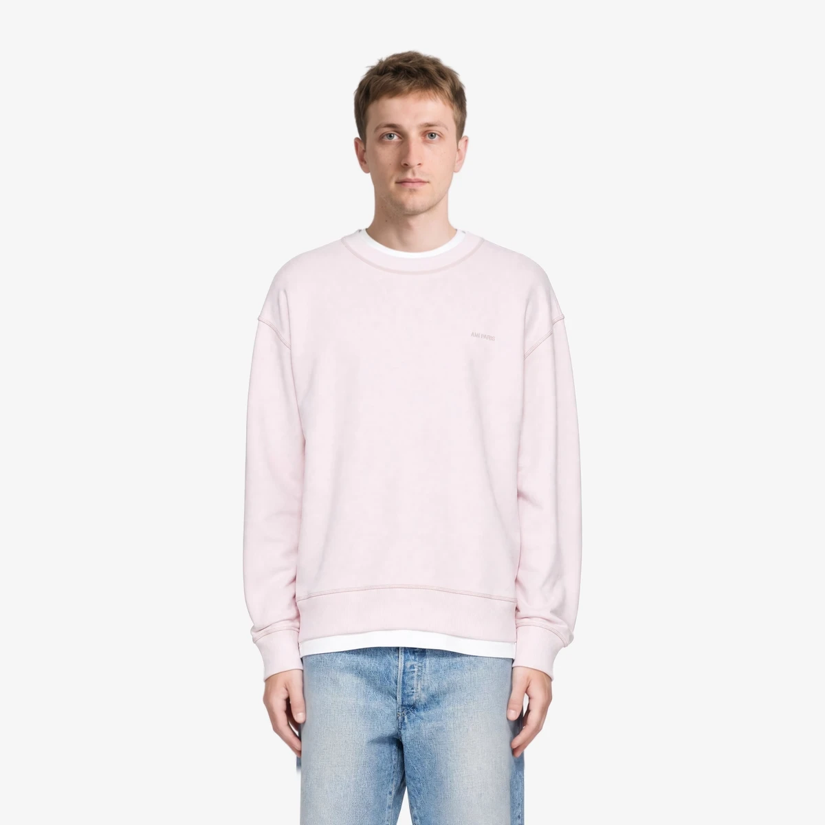 AMI Paris Pink 'Ami Paris' Logo Sweatshirt in Pink