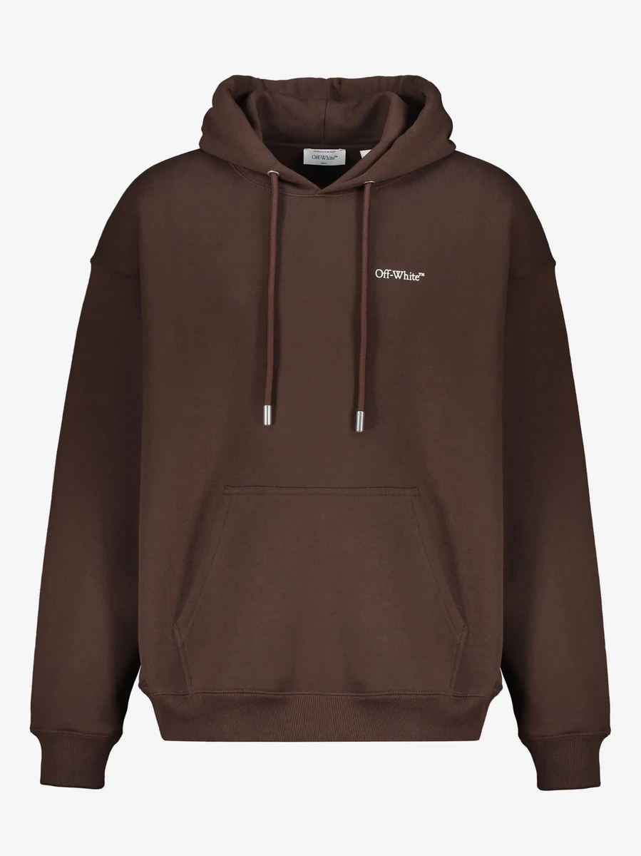 Off-White logo-print hoodie in Brown
