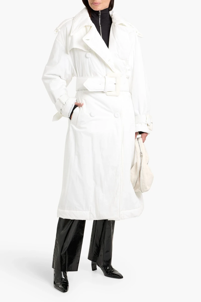 Double-Breasted Padded Cotton Trench Coat вид 2