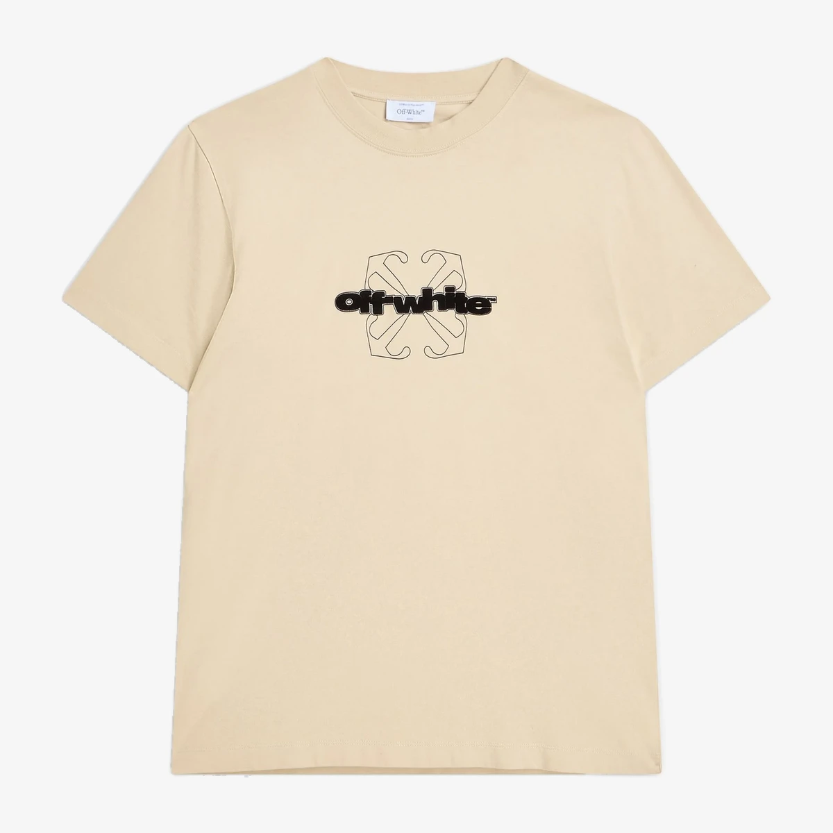 Off-White Flocked Cotton-Jersey T-Shirt in Beige