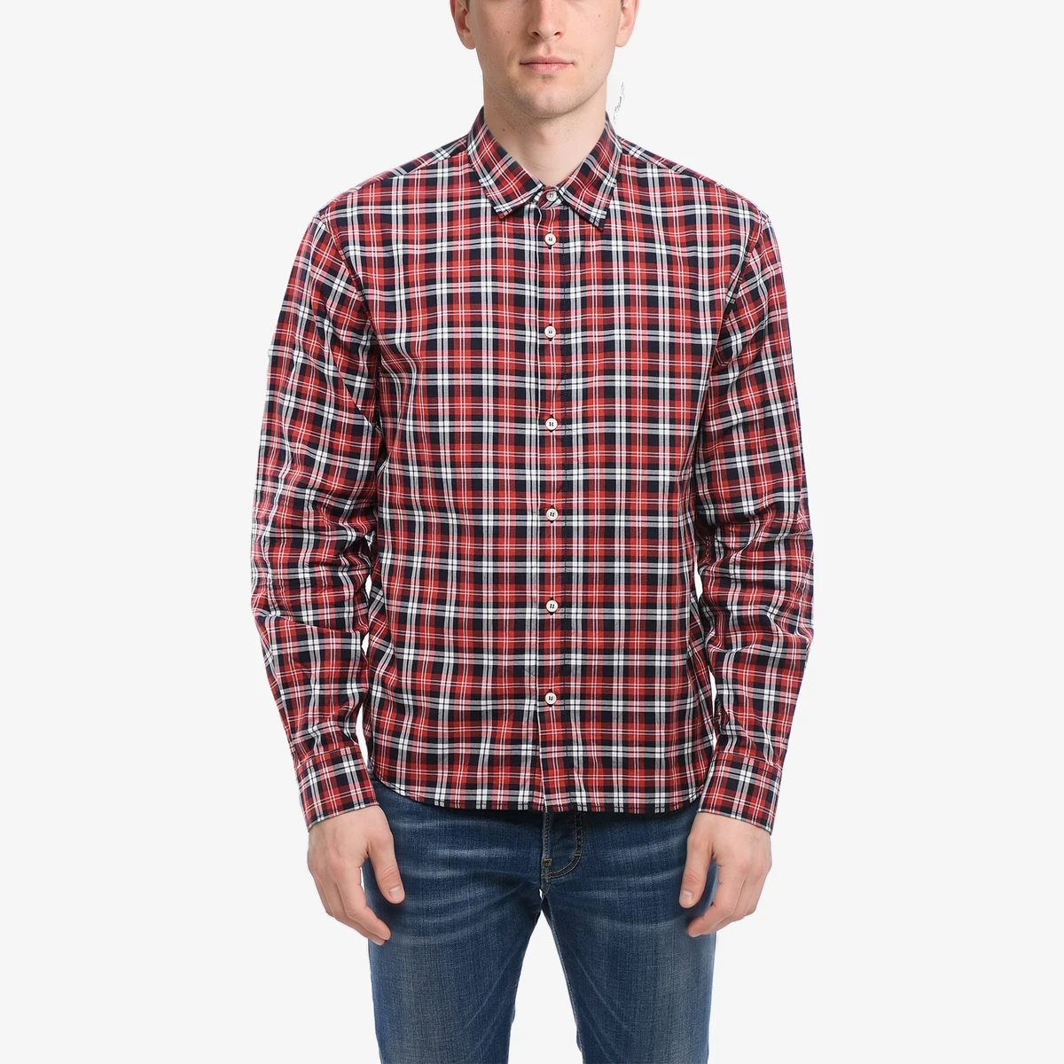 Dsquared2 Checked Shirt CANADIAN BURBS with Logo Print in Red