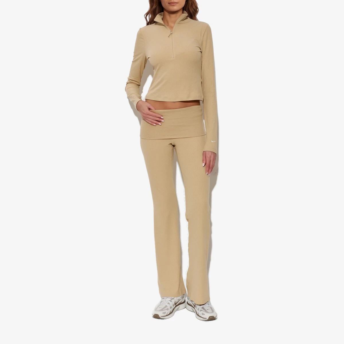Ribbed Half-Zip Long-Sleeve Top вид 2