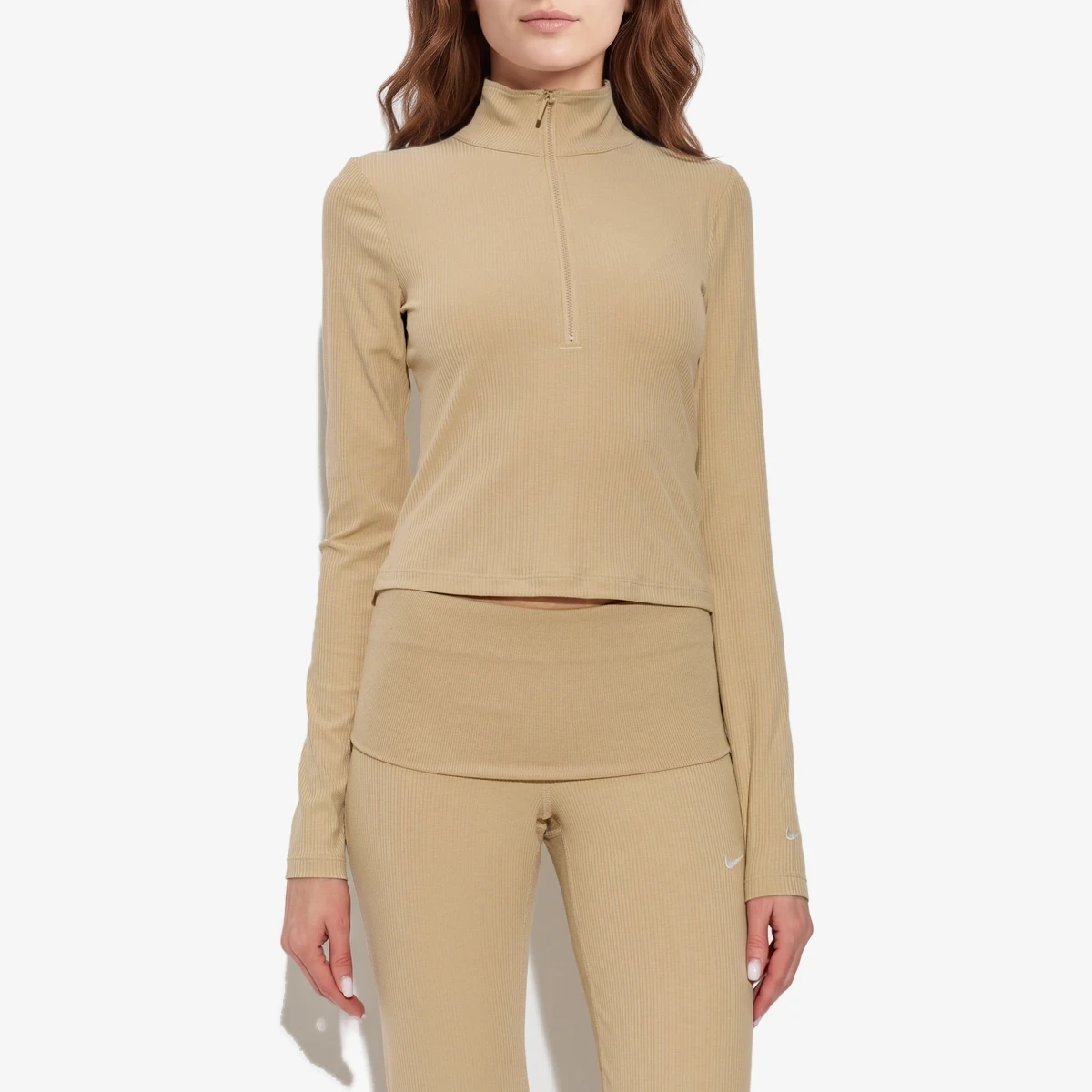 Ribbed Half-Zip Long-Sleeve Top вид 3