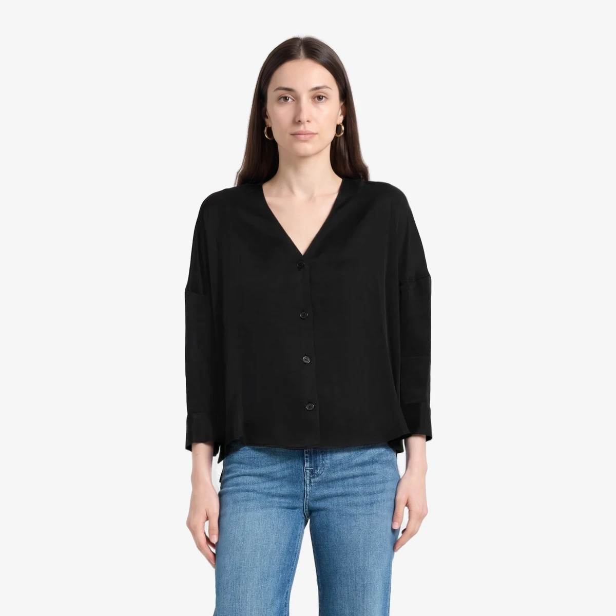 Sandro Samy V-Neck Blouse in Black