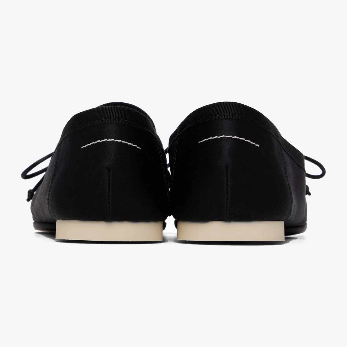 MM6 Maison Margiela Black Square Toe Ballerina Flats in Black