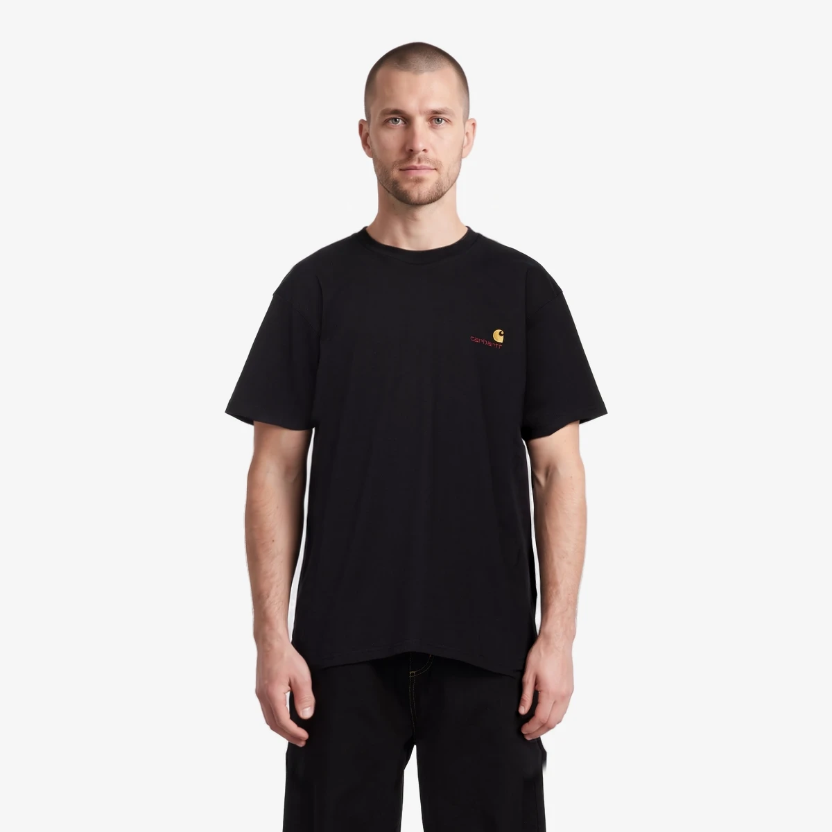 Carhartt WIP Black S/S American Script T-shirt in Black