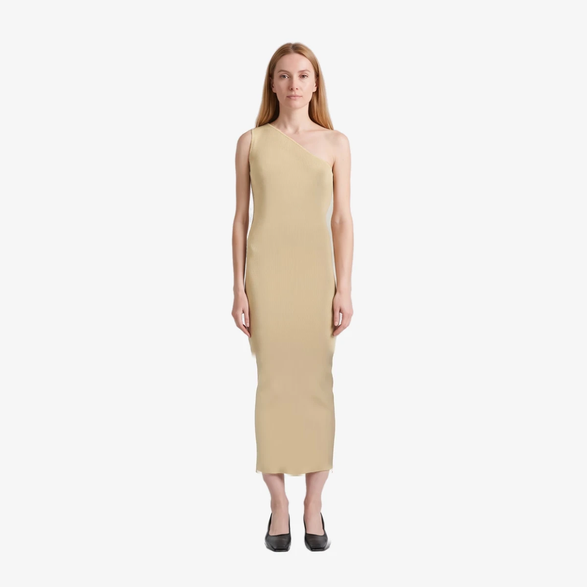 Toteme Beige Single-Shoulder Maxi Dress in Beige