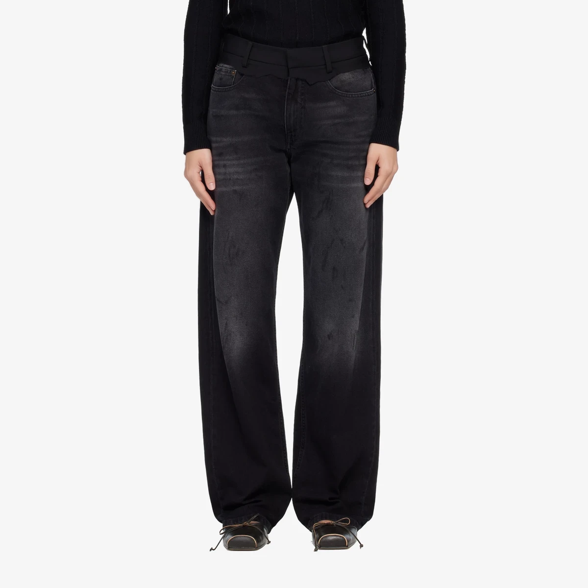 MM6 Maison Margiela Black Straight-Leg Jeans in Black