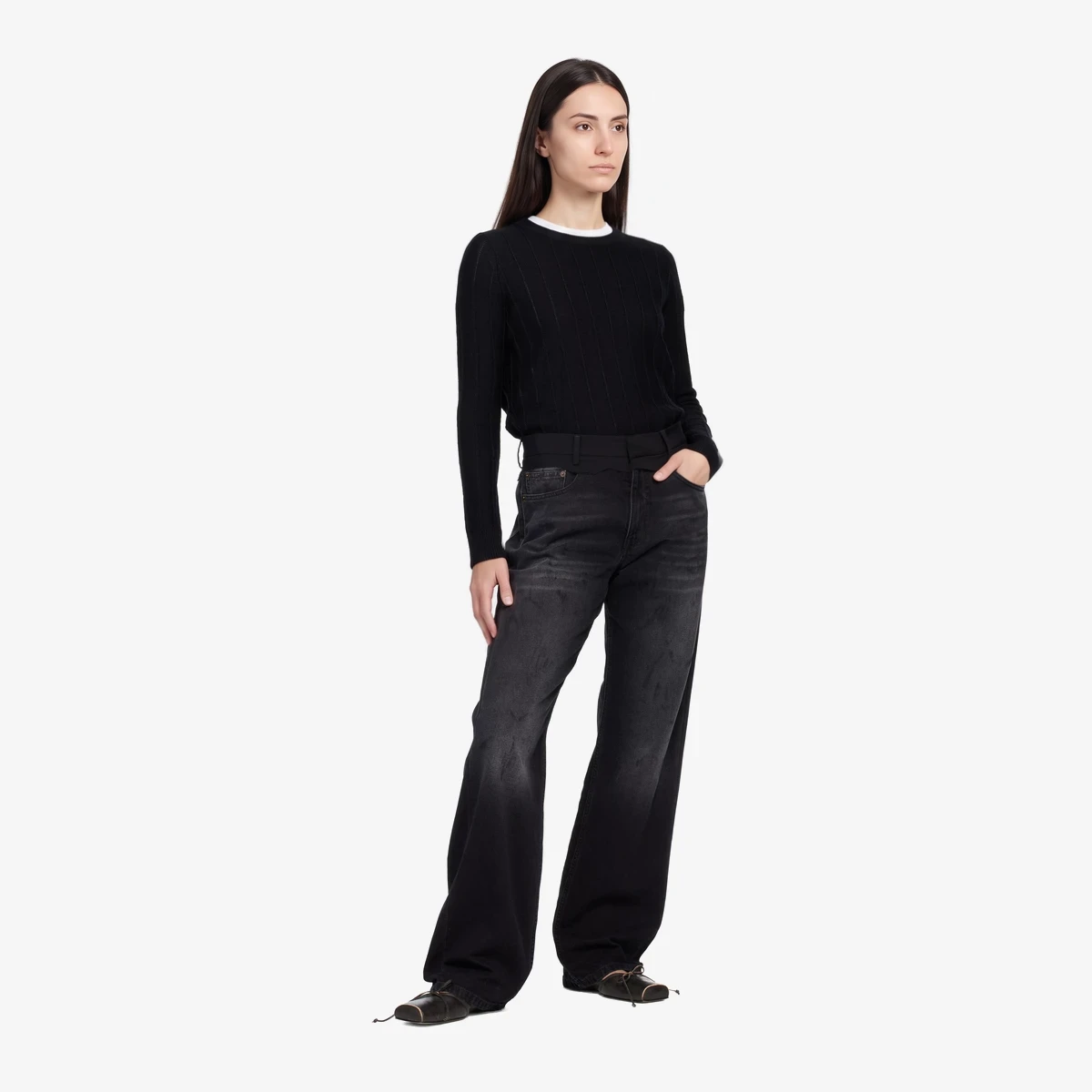 Black Straight-Leg Jeans view 3