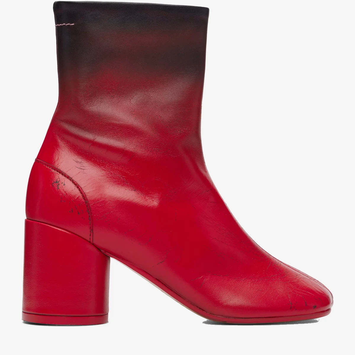 MM6 Maison Margiela Red Anatomic Block-Heel Boots in Red
