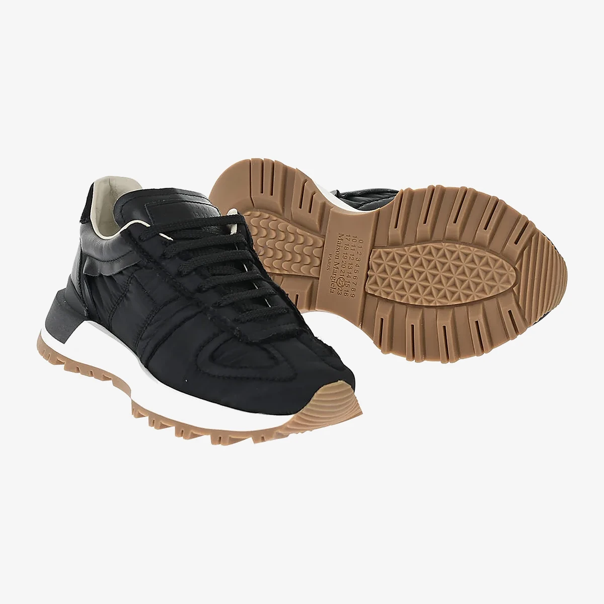 Maison Margiela M22 Lace-Up Nylon Sneakers With Raw-Edge Details in Black
