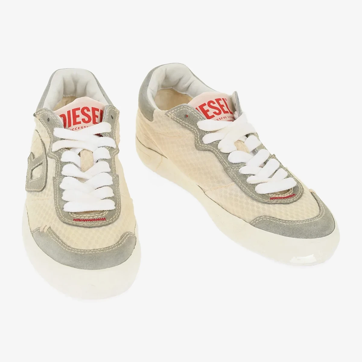 Diesel Canvas Low-Top Sneakers S-LEROJI with Contrast Details in Beige