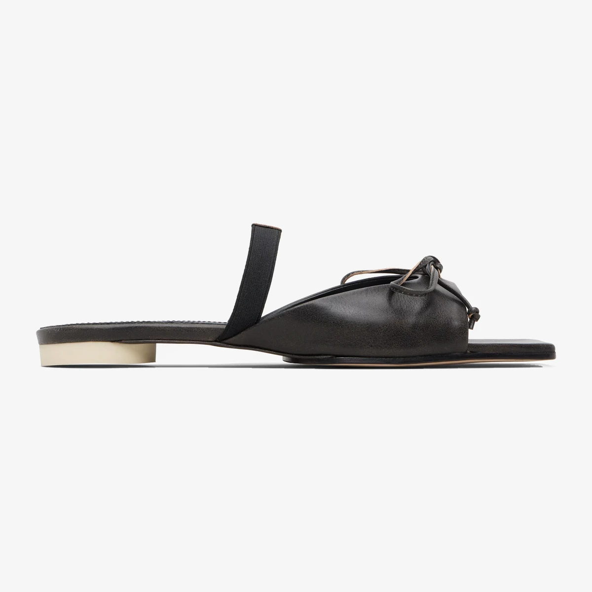MM6 Maison Margiela Brown Bow-Detailed Leather Slingback Sandals in Brown