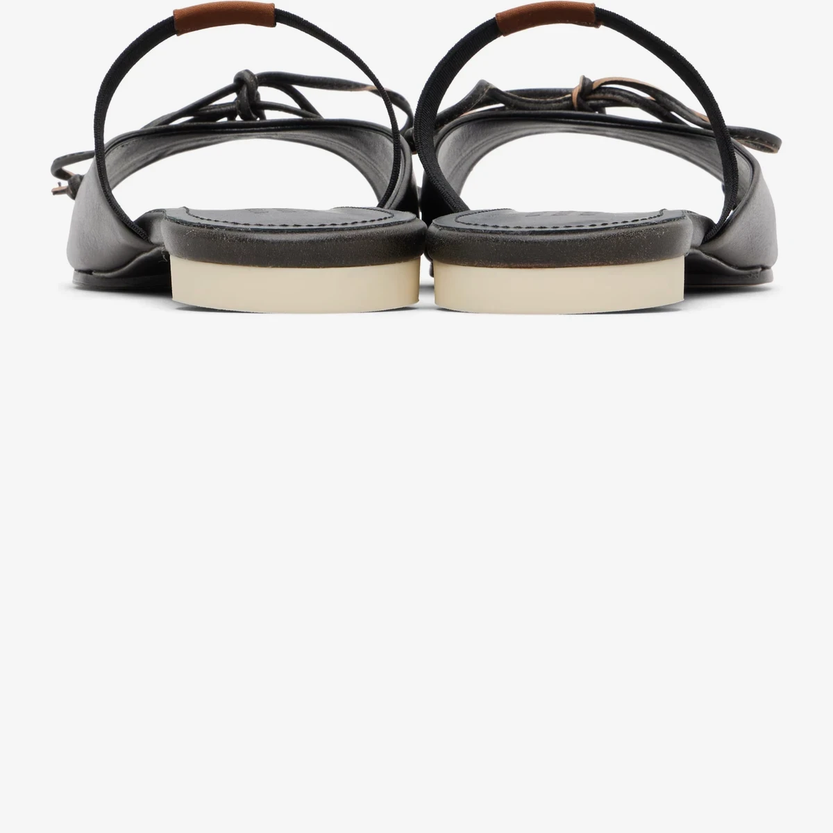 Brown Bow-Detailed Leather Slingback Sandals view 2
