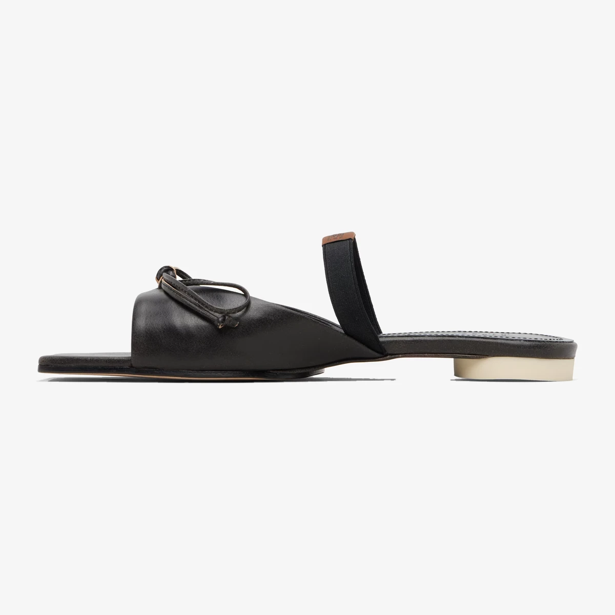 Brown Bow-Detailed Leather Slingback Sandals view 3