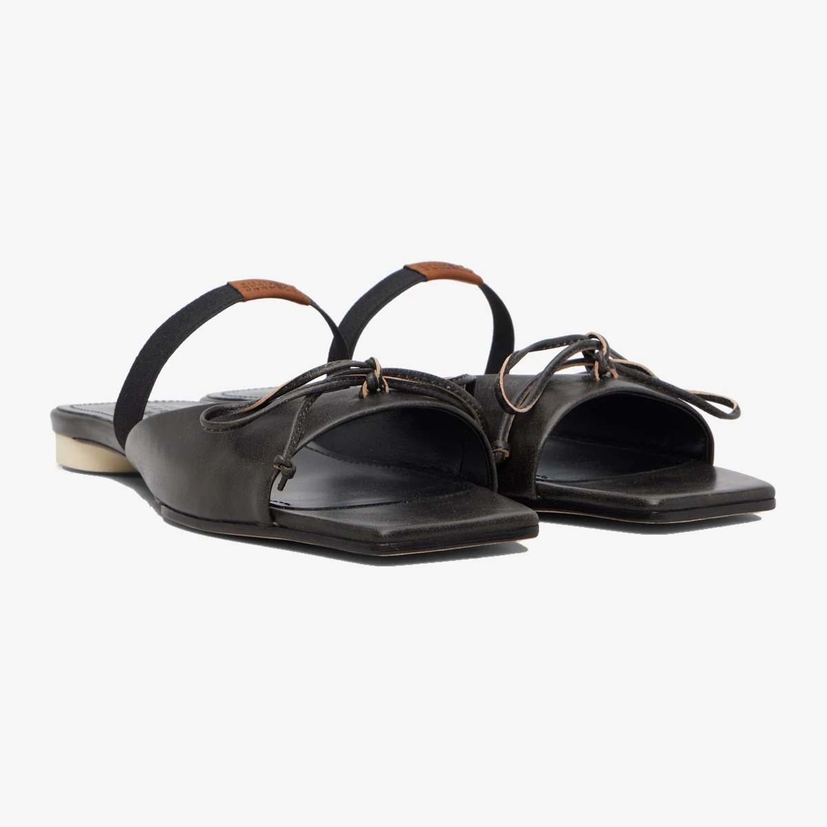 Brown Bow-Detailed Leather Slingback Sandals view 4