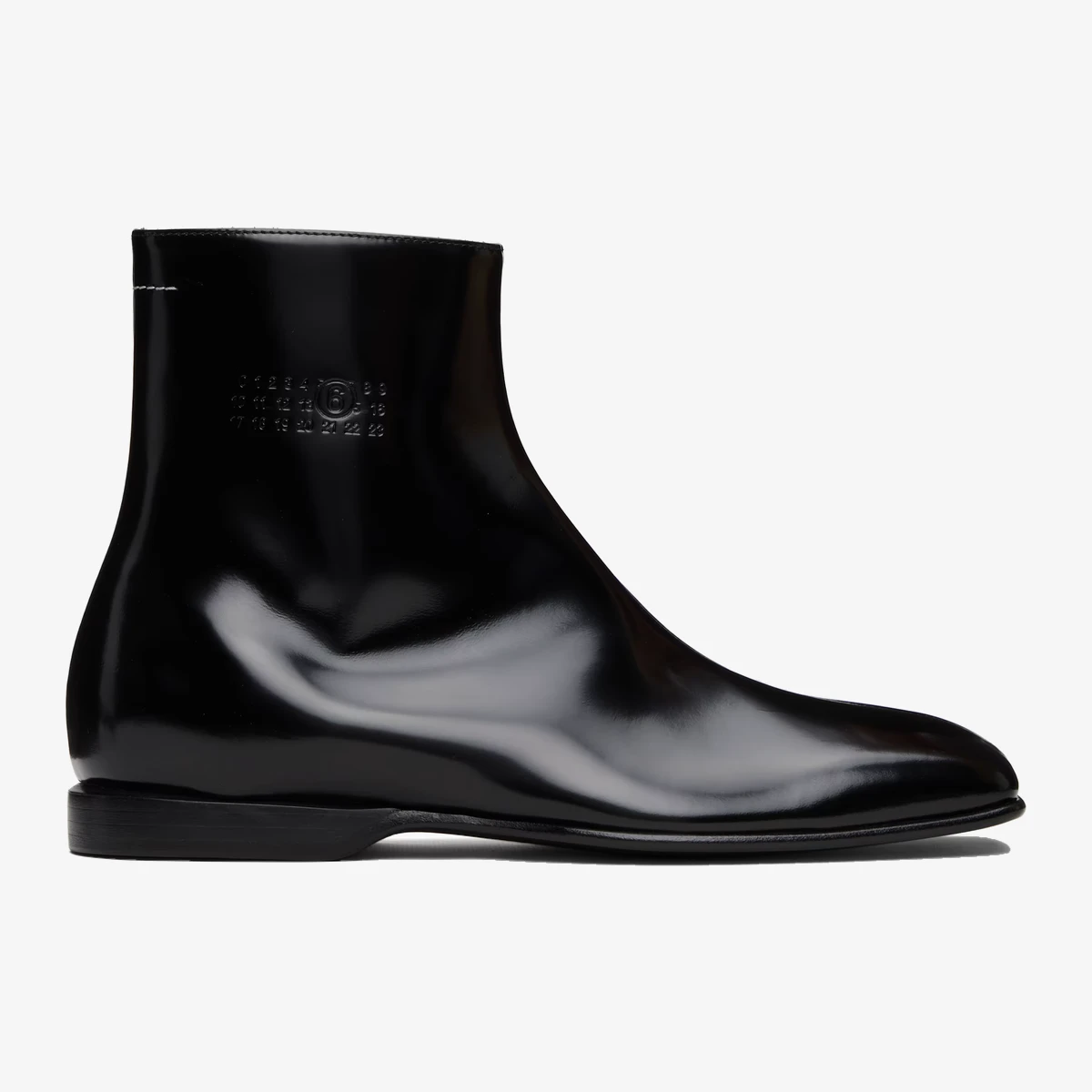 MM6 Maison Margiela Black Leather Ankle Boots in Black