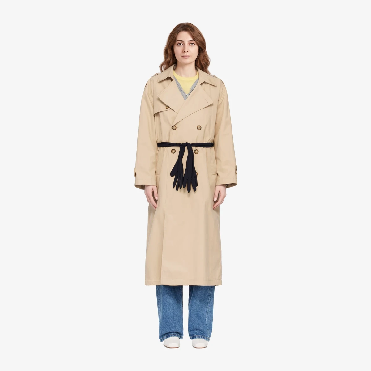 MM6 Maison Margiela Beige Gloves Cotton Trench Coat in Beige