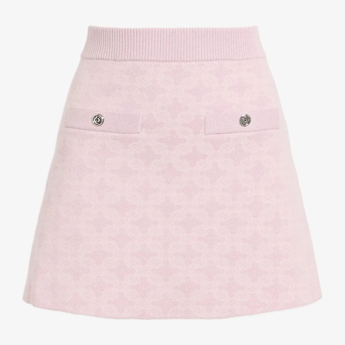 Maje Metallic Jacquard-Knit Mini Skirt in Pink