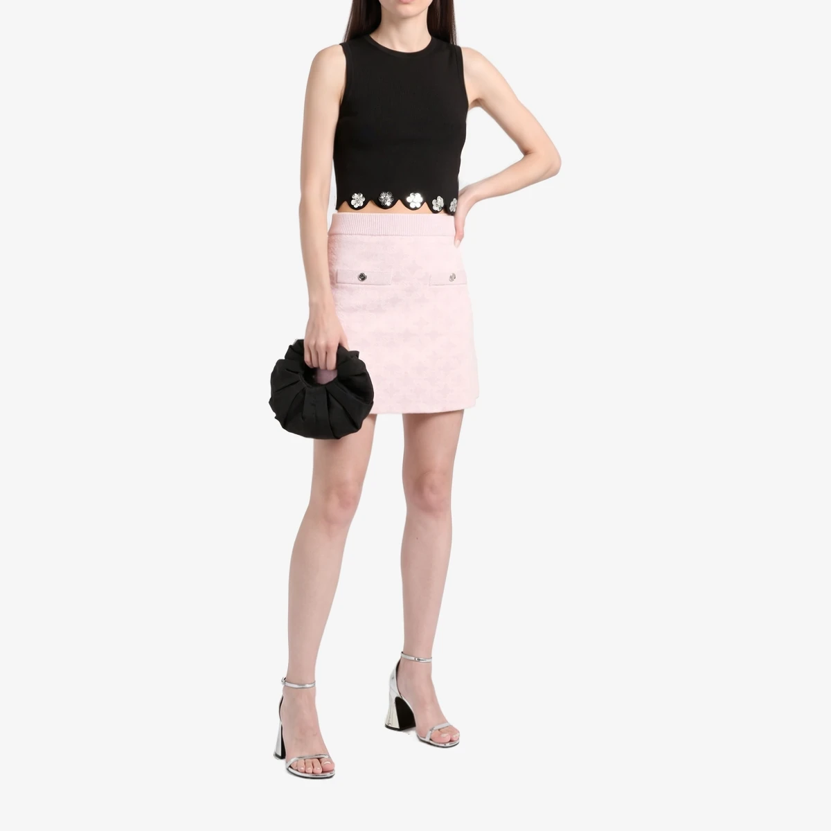 Metallic Jacquard-Knit Mini Skirt вид 2