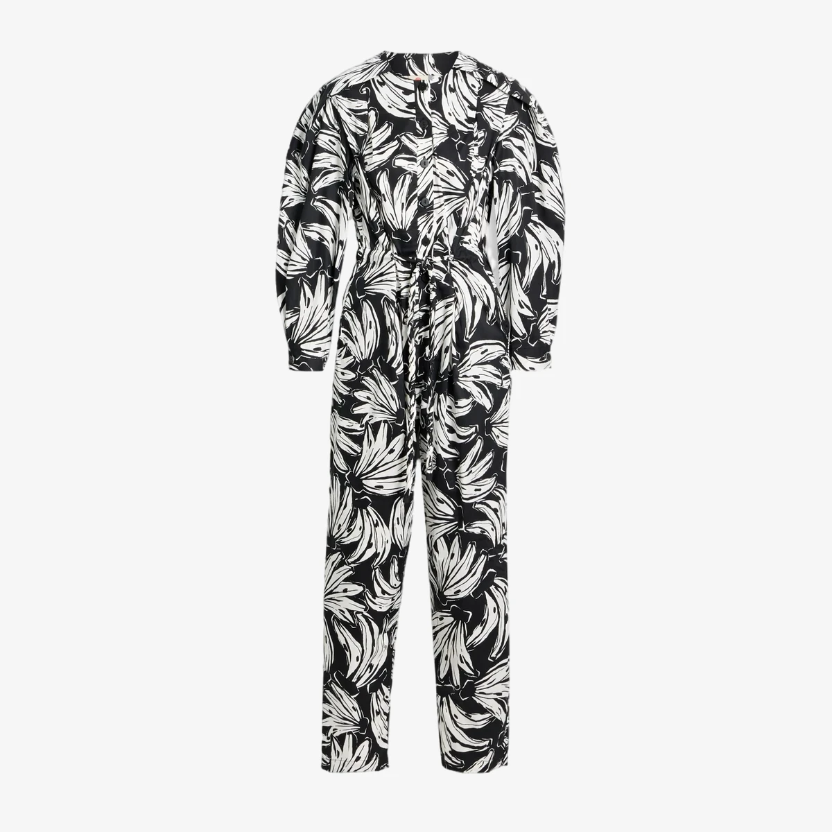 Farm Rio Printed Cotton-Blend Poplin Jumpsuit in Black