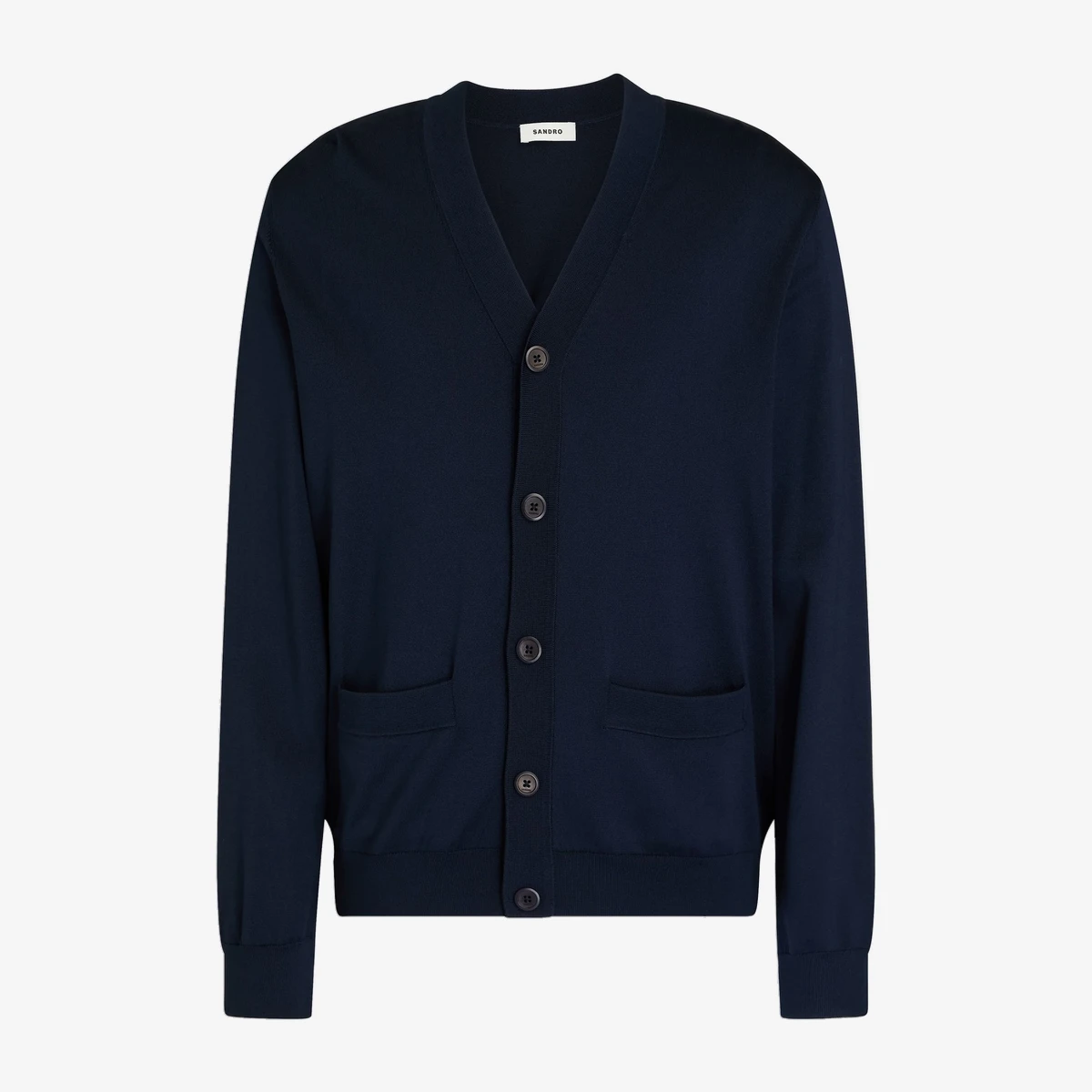 Sandro Knitted Button-Front Cardigan in Navy