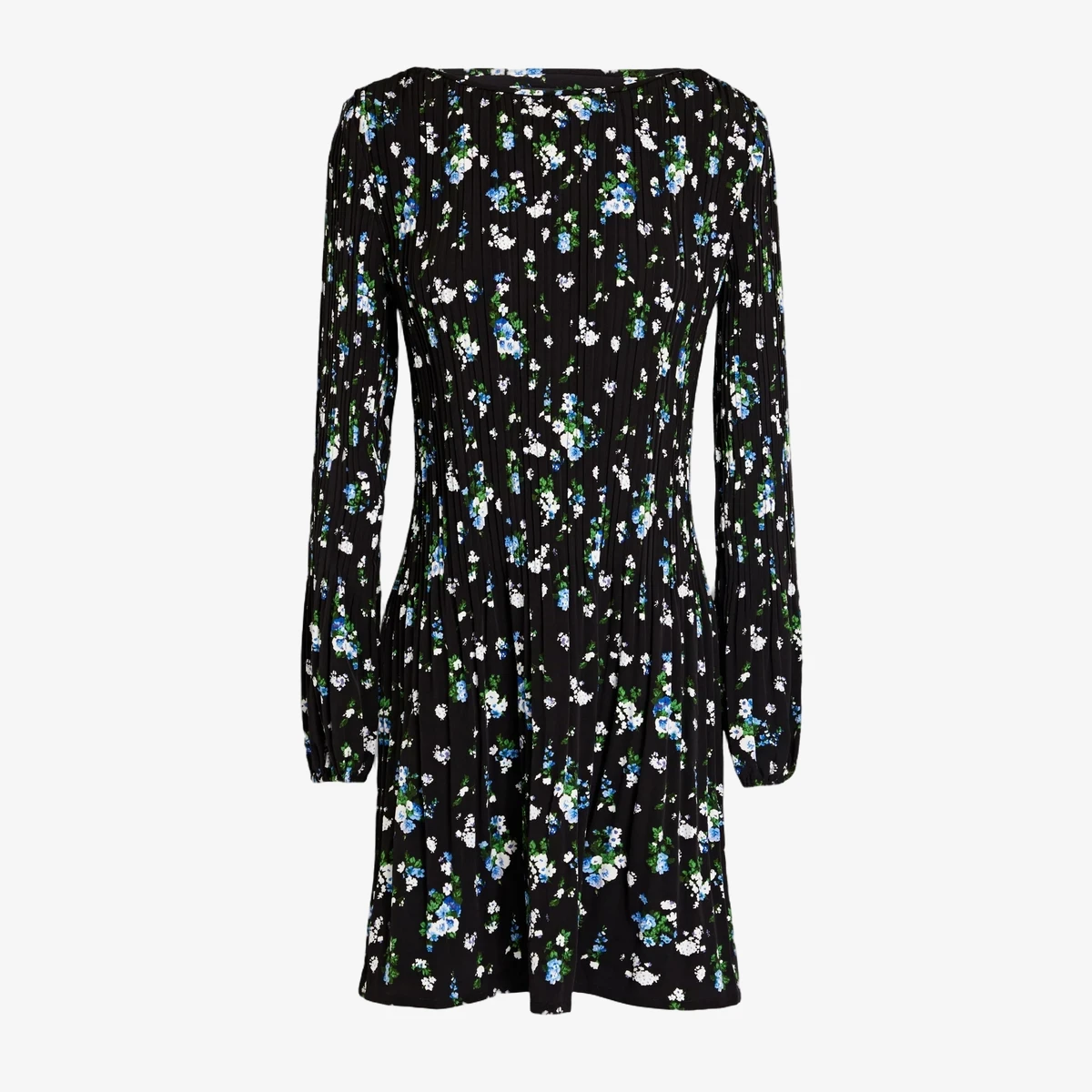Maje Floral-Print Plissé-Crepe Mini Dress in Black