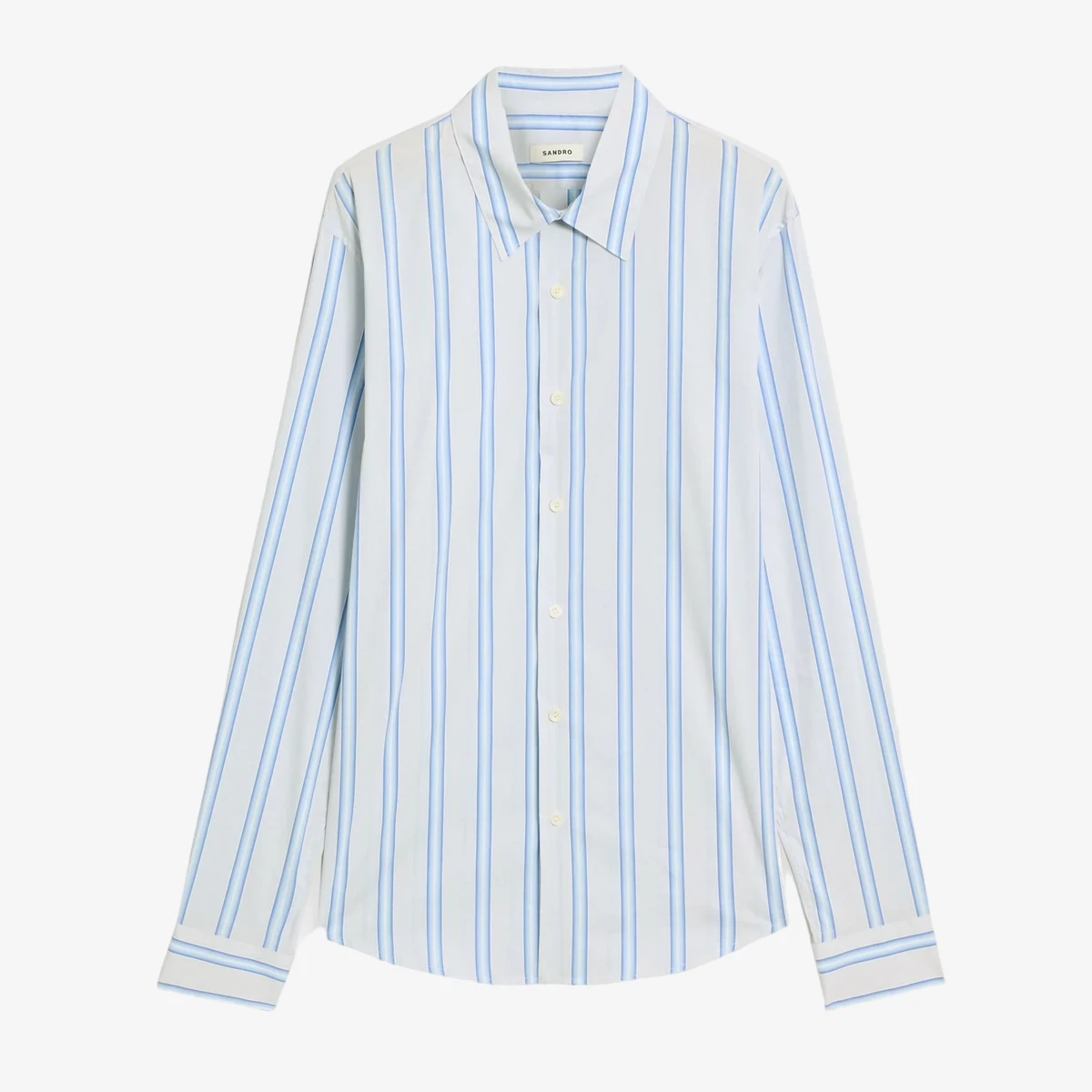 Sandro Striped Cotton-Blend Poplin Shirt in Blue