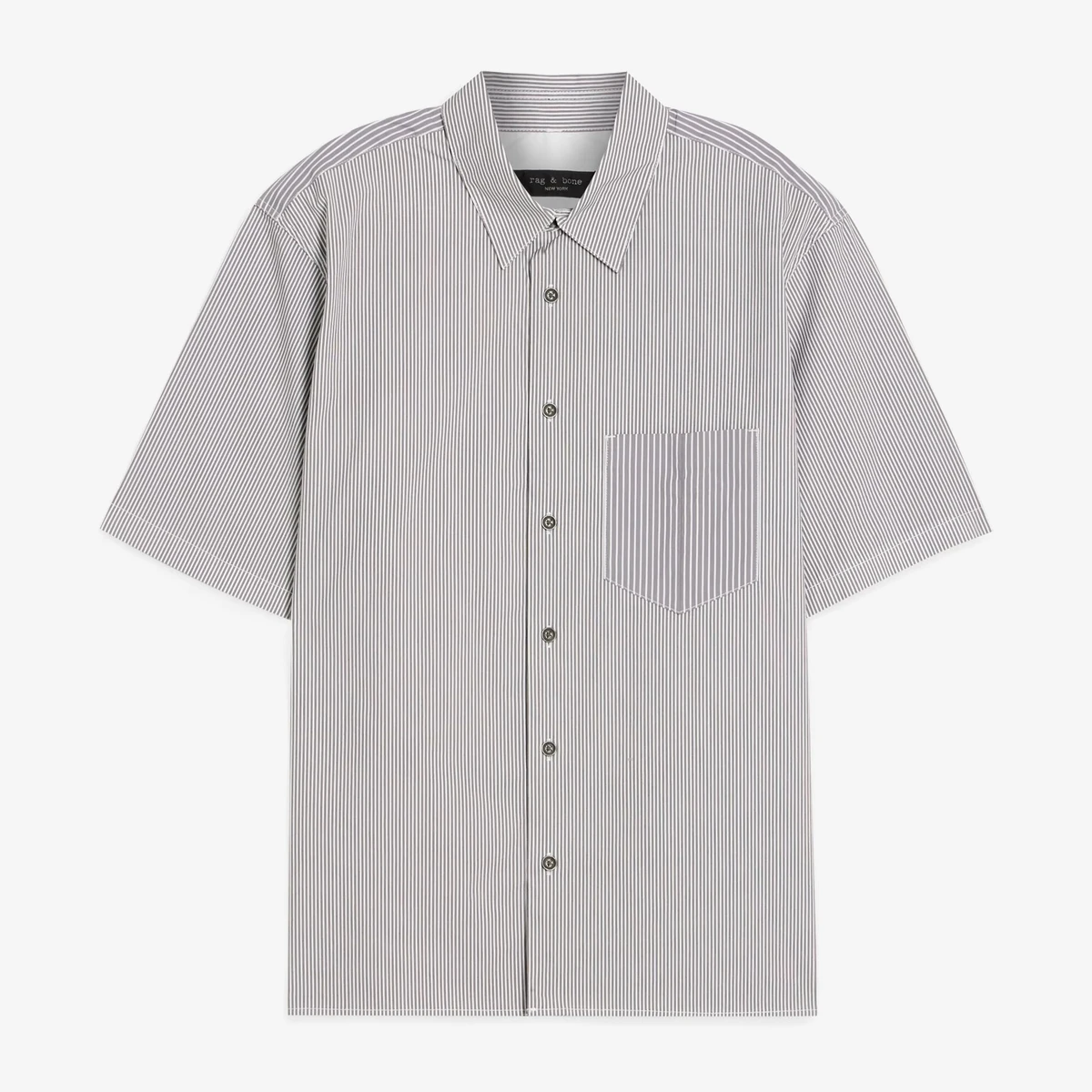 Rag & Bone Dalton Striped Cotton-Blend Poplin Shirt in Grey