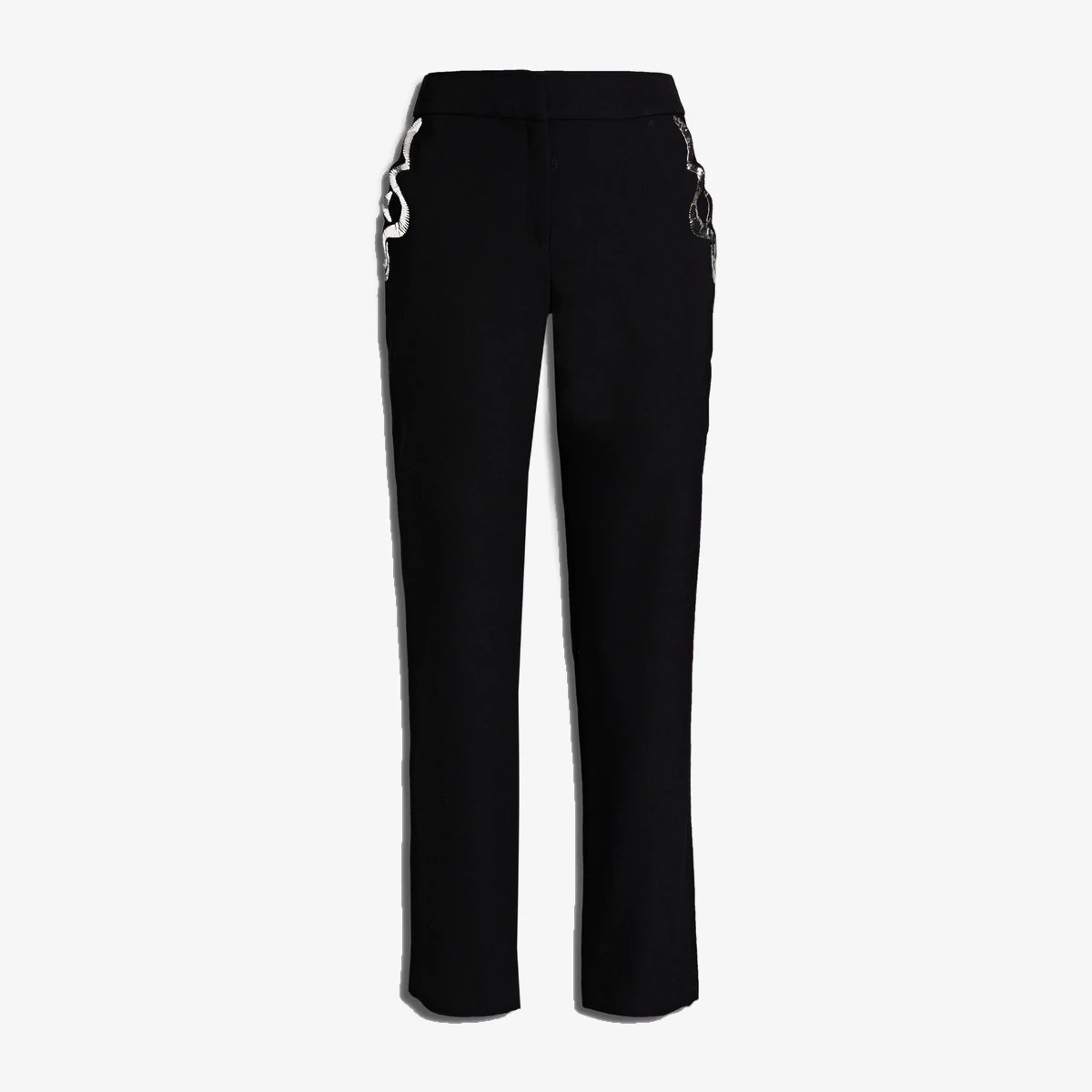 Rabanne Embellished Wool-Crepe Straight-Leg Pants in Black