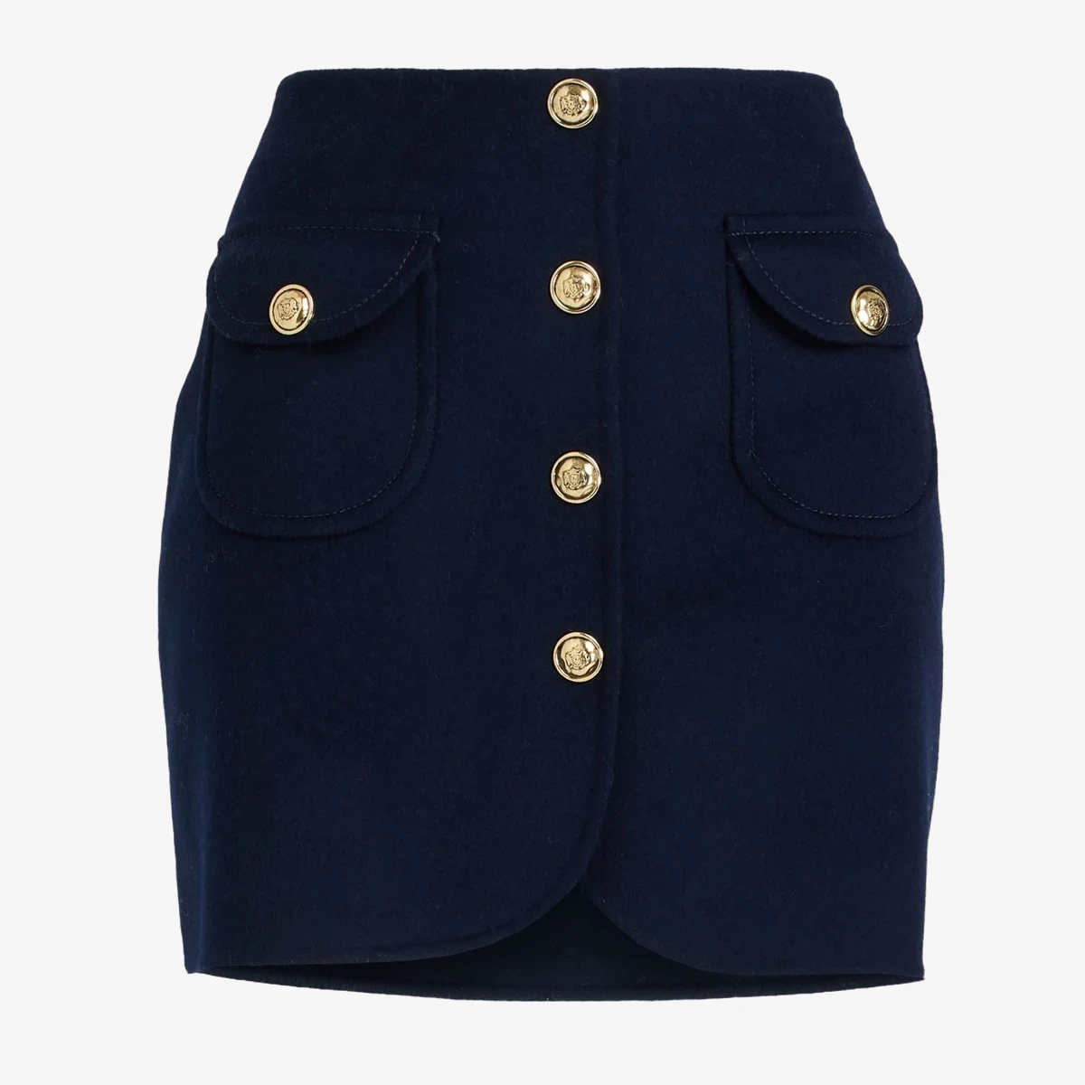 Sandro Wool-Felt Mini Skirt in Navy