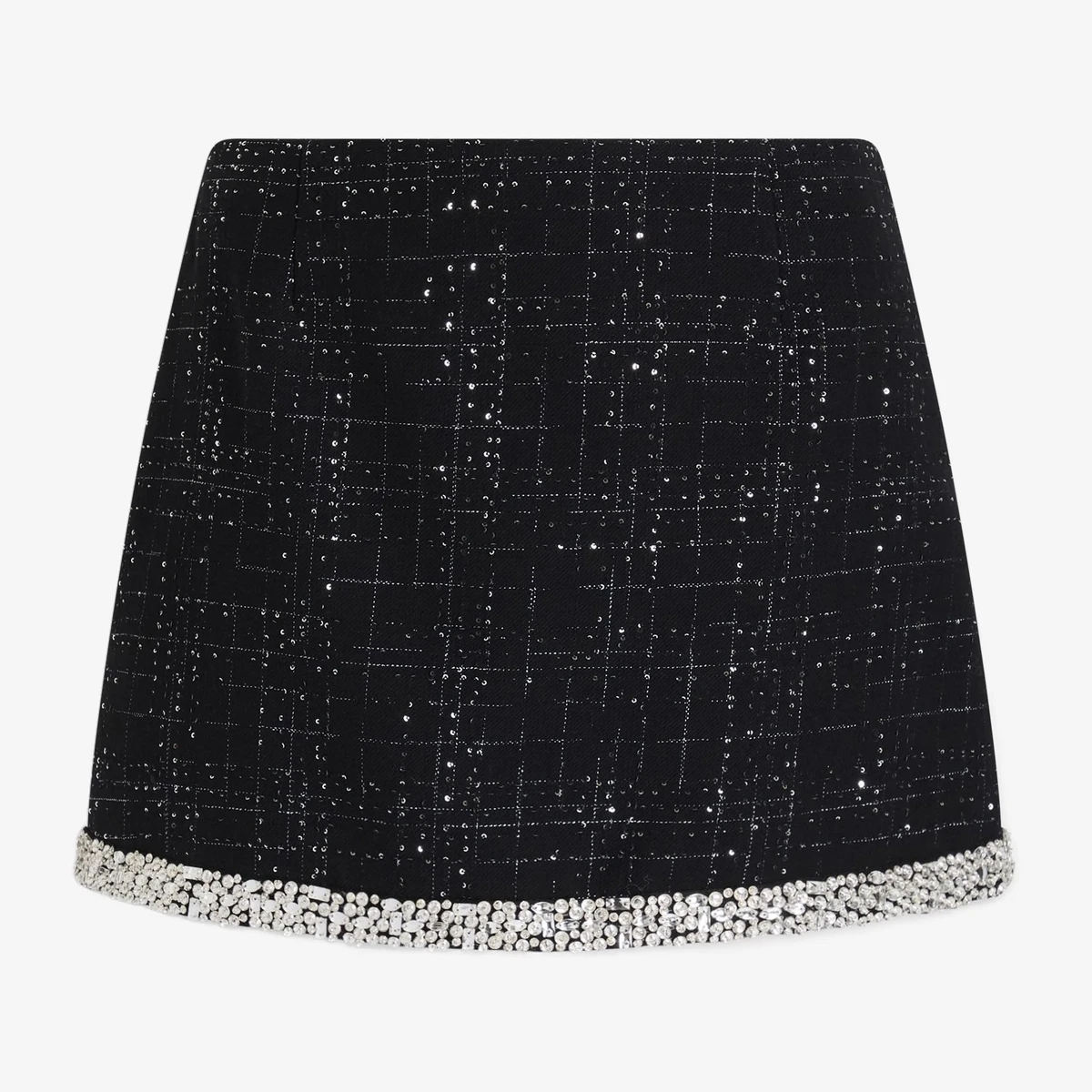 Maje Skirt-Effect Embellished Tweed Shorts in Black