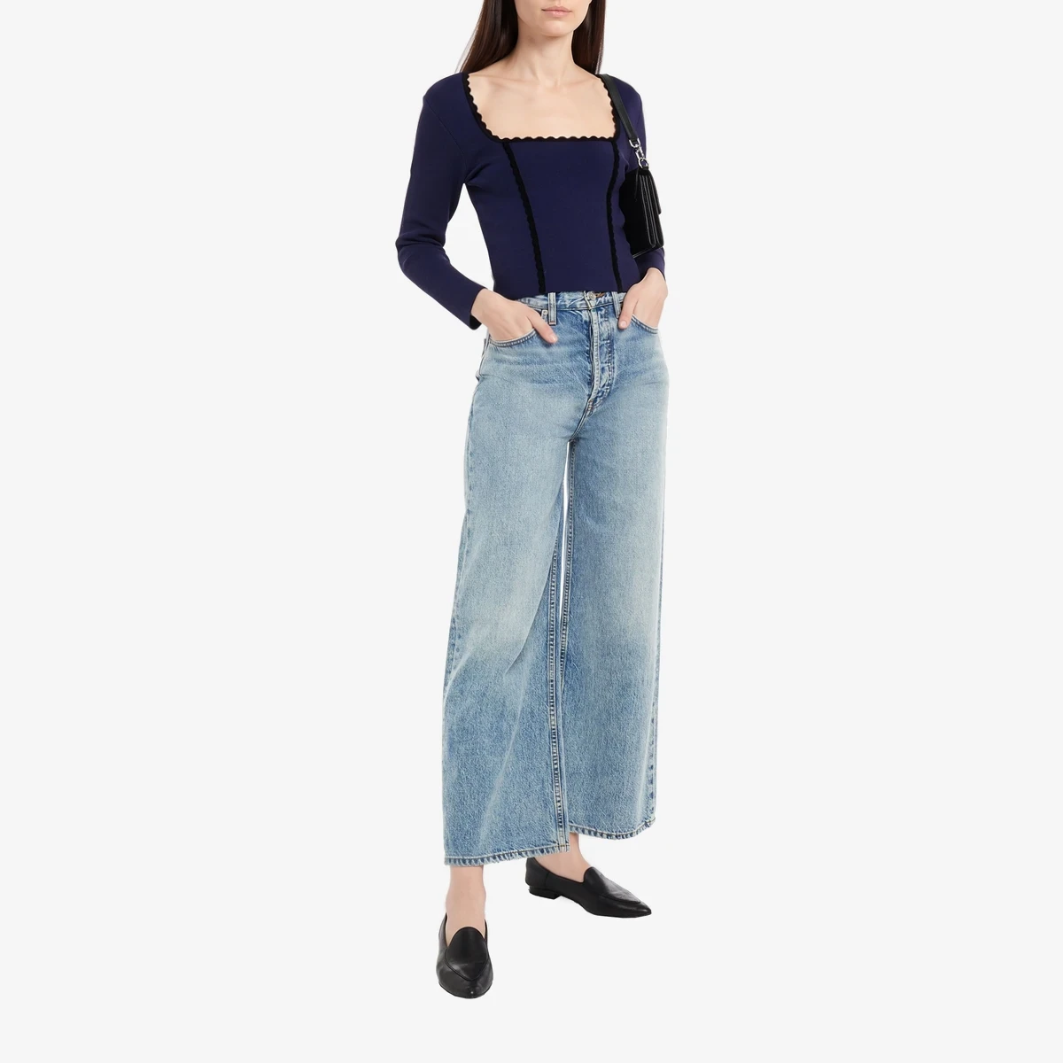 Velvet-Trimmed Ponte Top ხედი 2