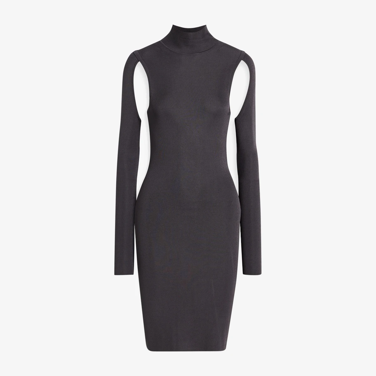 Helmut Lang Cutout Stretch-Knit Dress in Charcoal