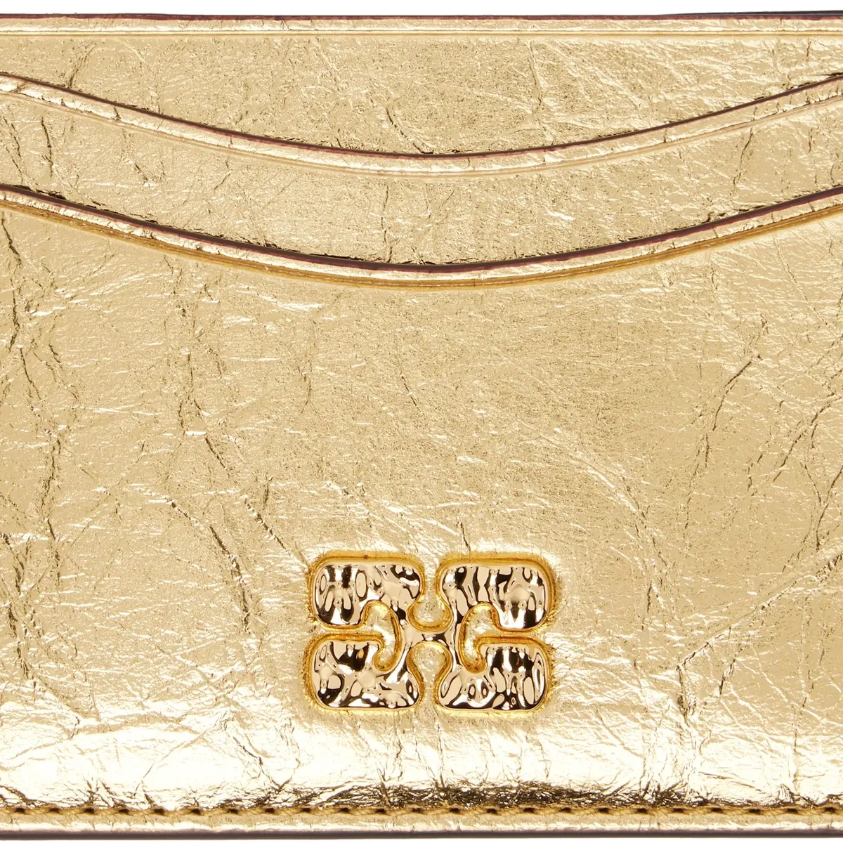 GANNI Gold Bou Metallic Card Holder in Gold