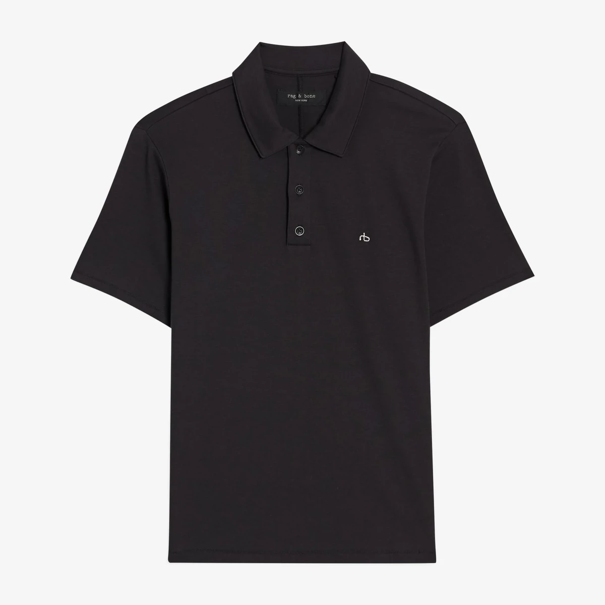 Rag & Bone Pima Cotton-Jersey Polo Shirt in Black