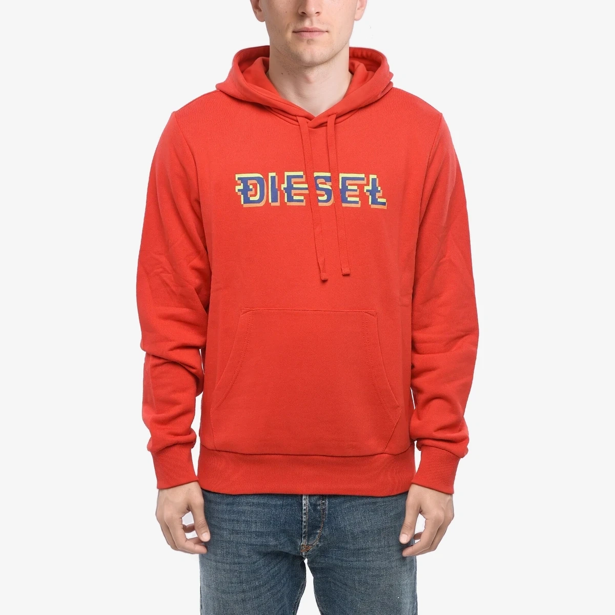 Diesel Brushed Cotton Hoodie Sweatshirt PIXEL in Red